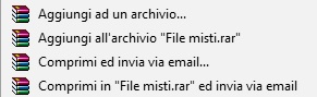 Menu WinRAR