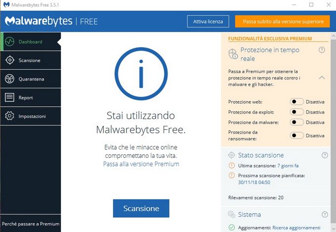 Dashboard Malwarebytes