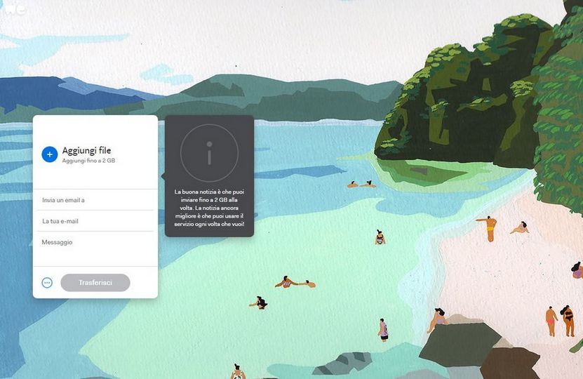 Schermata WeTransfer